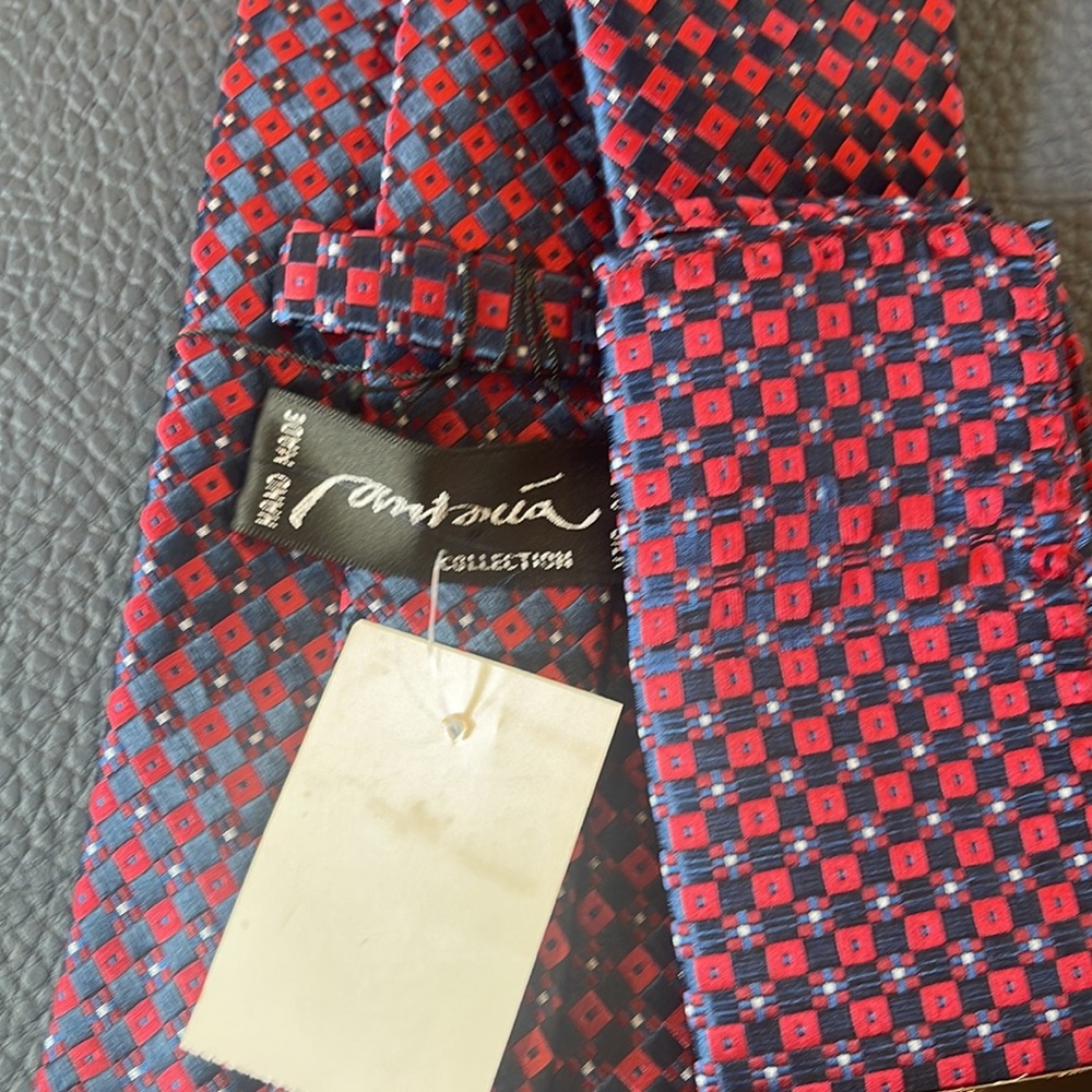 Antonia Collection Silk Tie Navy Red White NWT